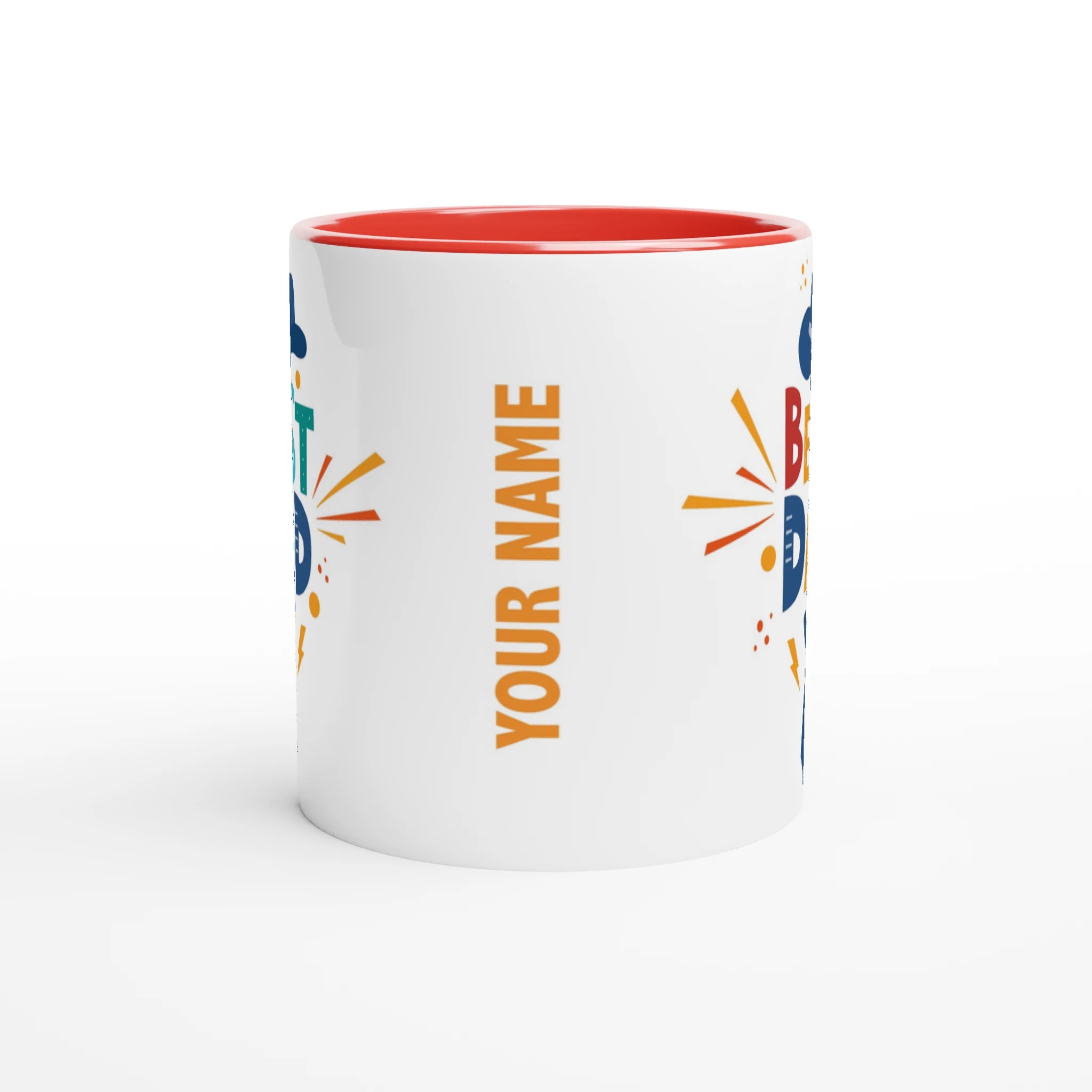 Personalise - Best Dad, Hat And Tie - White 11oz Ceramic Mug Personalised Mug customise Dad Globally Fulfilled personalise