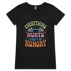 Everything Hurts And I'm Hungry, Gym - Womens V-Neck T-Shirt Black Womens Active V-Neck T-shirt Fitness Food Printed In Australia