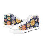 Groovy Flowers Men's High Top Canvas Shoes Men's Classic High Top Canvas Shoes Plants Printed Offshore Retro