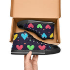 Colourful Hearts - Kids' High Top Canvas Shoes Kids High Top Canvas Shoes Love Printed Offshore