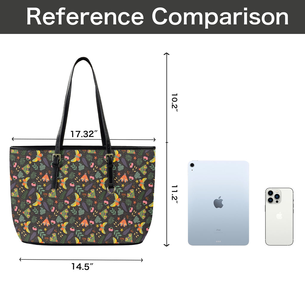 Dark Butterfly PU Leather Tote Bag Large Leather Tote Bag-Large animal Printed Offshore