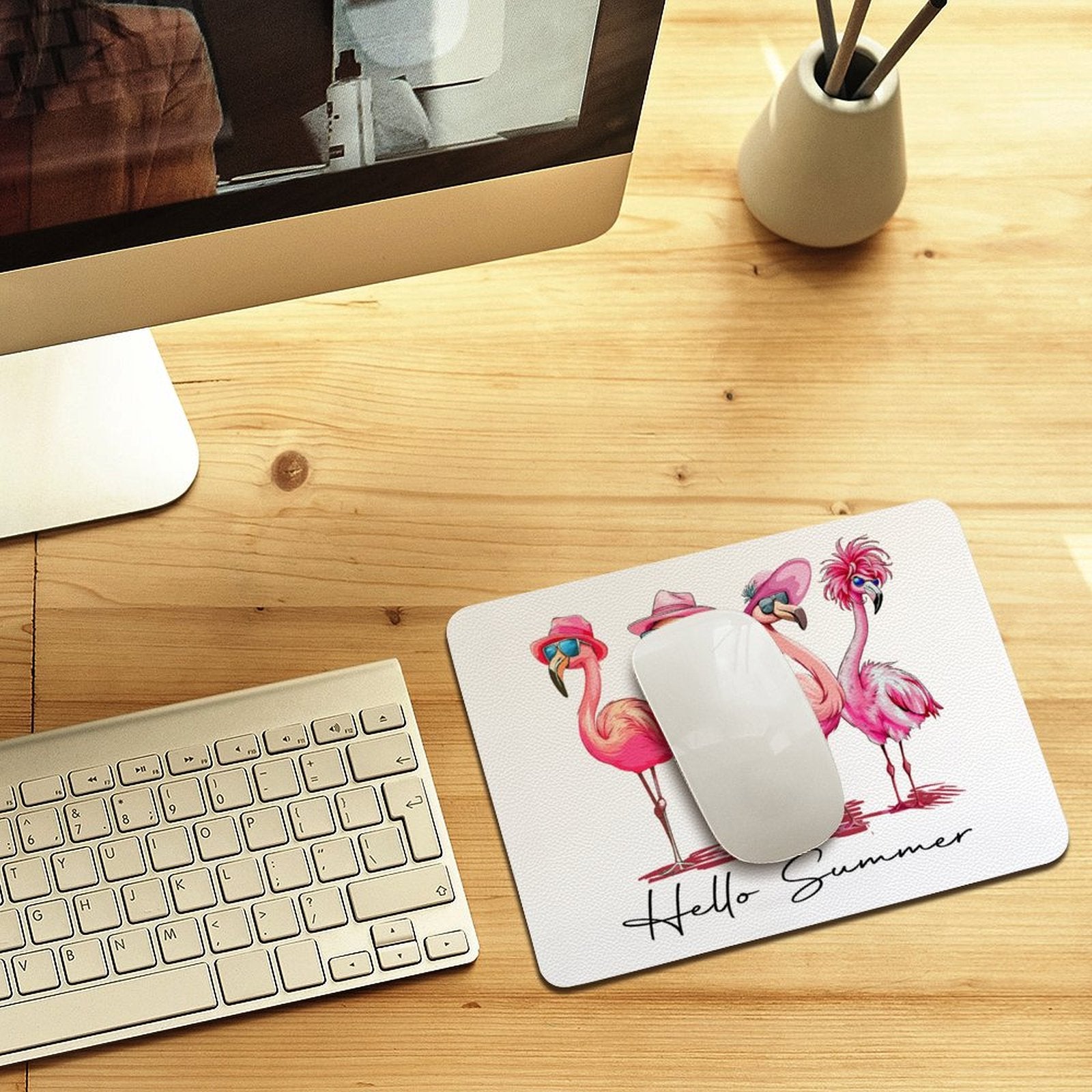 Flamingo, Hello Summer Leather Mouse Pad Leather Mouse Pad animal Printed Offshore