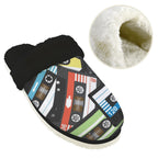 Cassette Tapes Men's Fur Trim Thick-Sole Indoor Slippers Men's Fur Trimmed Slippers Music Printed Offshore