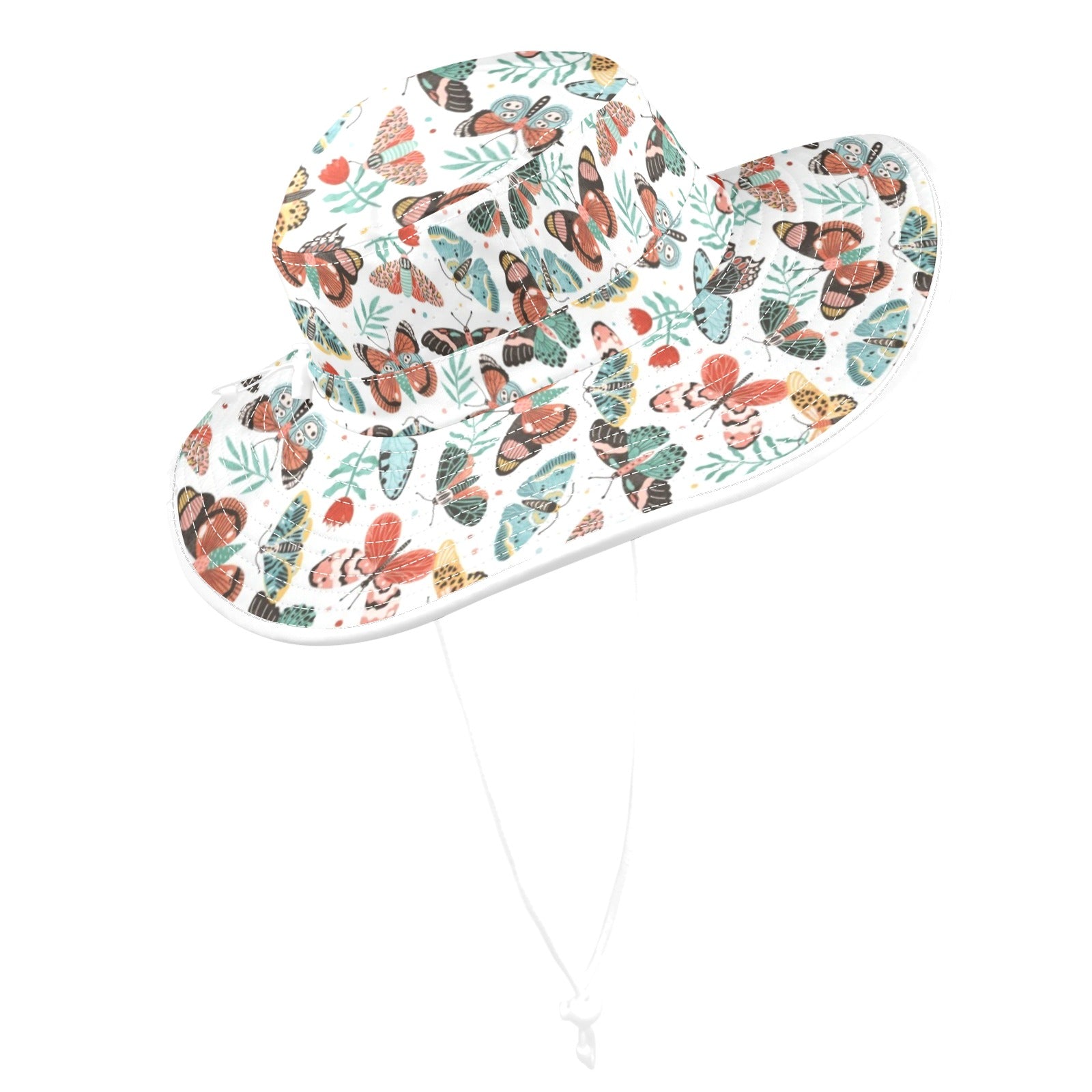 Pretty Moths And Butterflies Wide Brim Bucket Hat Wide Brim Bucket Hat animal Printed Offshore