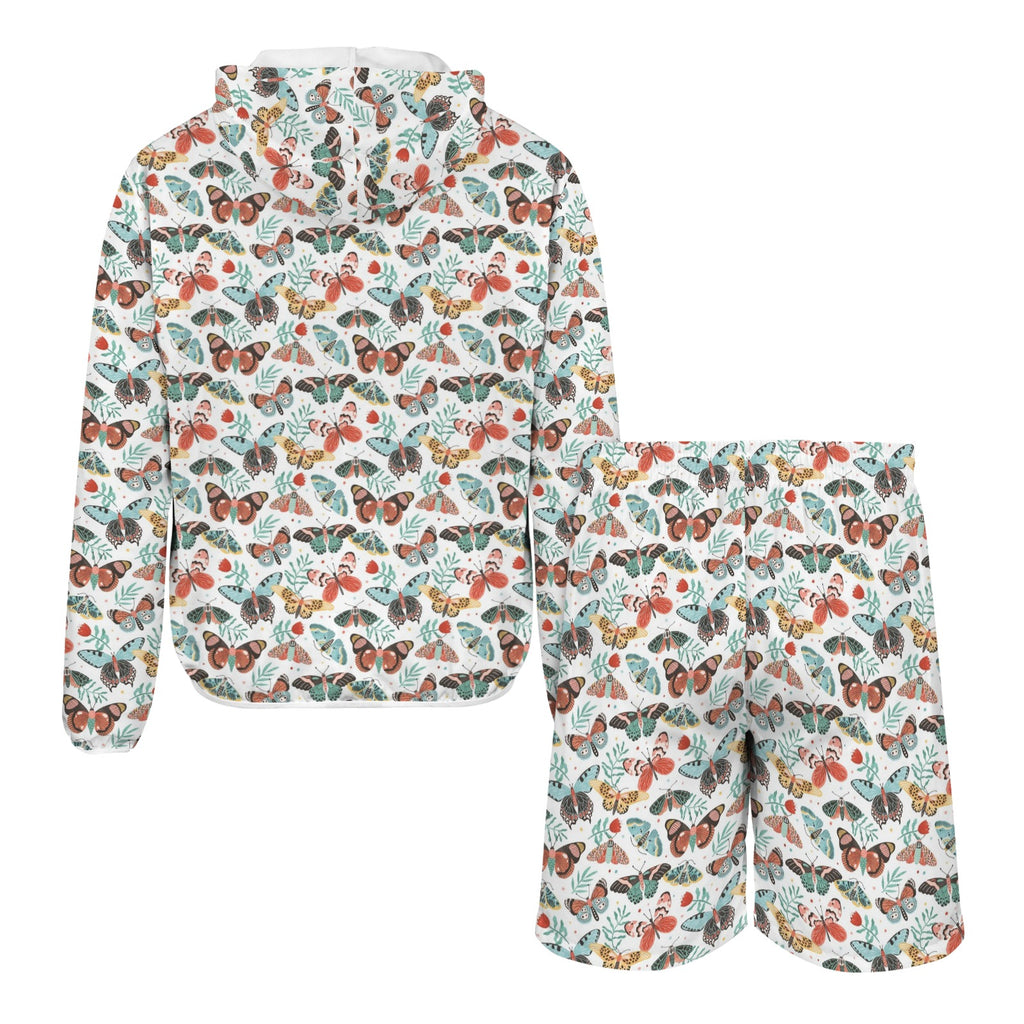 Pretty Moths And Butterflies Men's Lightweight Sun Hoodie & Shorts Set Men's Lightweight Sun Hoodie & Shorts animal Printed Offshore