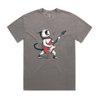 Cat Playing Guitar AS Colour Heavy Faded Tee Unisex Faded grey Heavy Faded T-shirt animal Music Printed In Australia