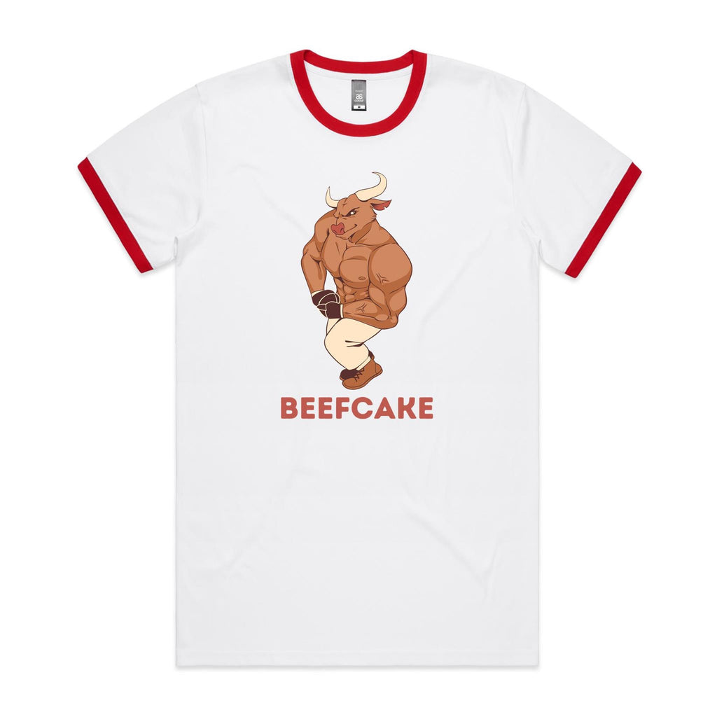 Beefcake - Staple Ringer Tee White Red Ringer T-Shirt Fitness Printed In Australia