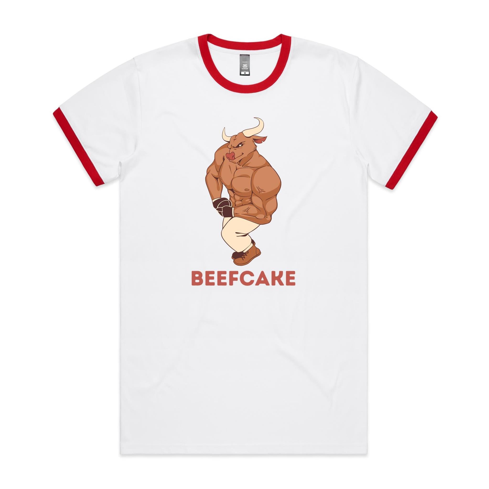 Beefcake - Staple Ringer Tee White Red Ringer T-Shirt Fitness Printed In Australia