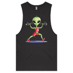 Alien Dumbells - Tank Top Tee Coal Drop Arm Tank Top Fitness Printed In Australia