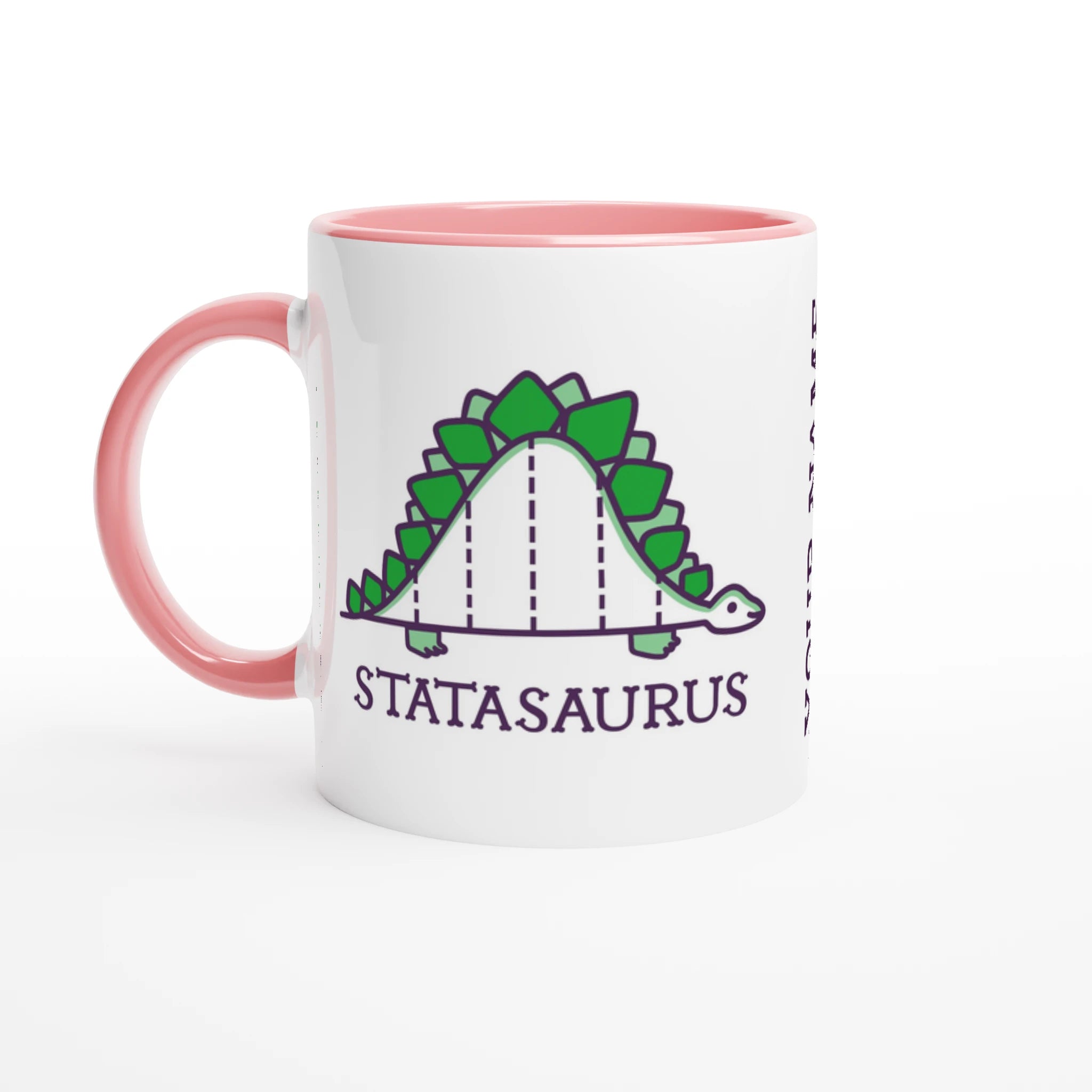 Personalised - Statasaurus - White 11oz Ceramic Mug with Colour Inside Ceramic Pink Personalised 11oz Mug animal customise Globally Fulfilled Maths personalise Science