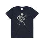 Skeleton Playing Guitar Kid's AS Colour T-shirt Navy Kids Youth T-shirt Music Printed In Australia