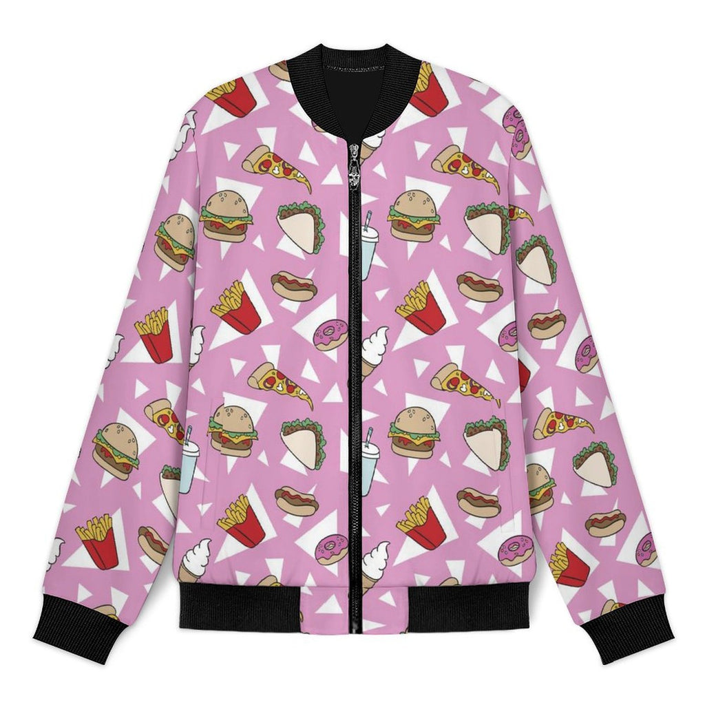 Fast Food Men's Casual Zip‑Up Bomber Jacket