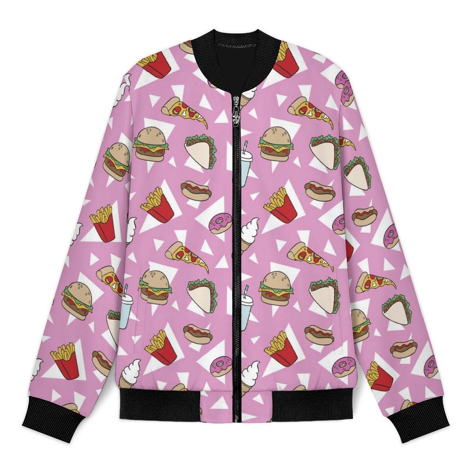 Fast Food Men's Casual Zip‑Up Bomber Jacket