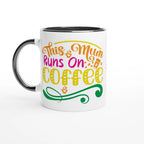Personalised - This Mum Runs On Coffee - 11oz Ceramic Mug Ceramic Black Personalised Mug customise Globally Fulfilled Mum personalise