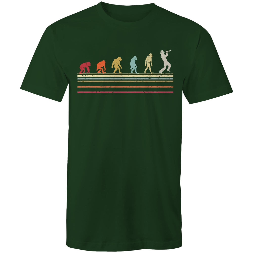 Trumpet Player Evolution - Mens T-Shirt Forest Green Mens T-shirt Music Printed In Australia