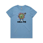 Cell-fie Cell Selfie Women's AS Colour Women's T-shirt Carolina Blue Womens T-shirt Printed In Australia Science