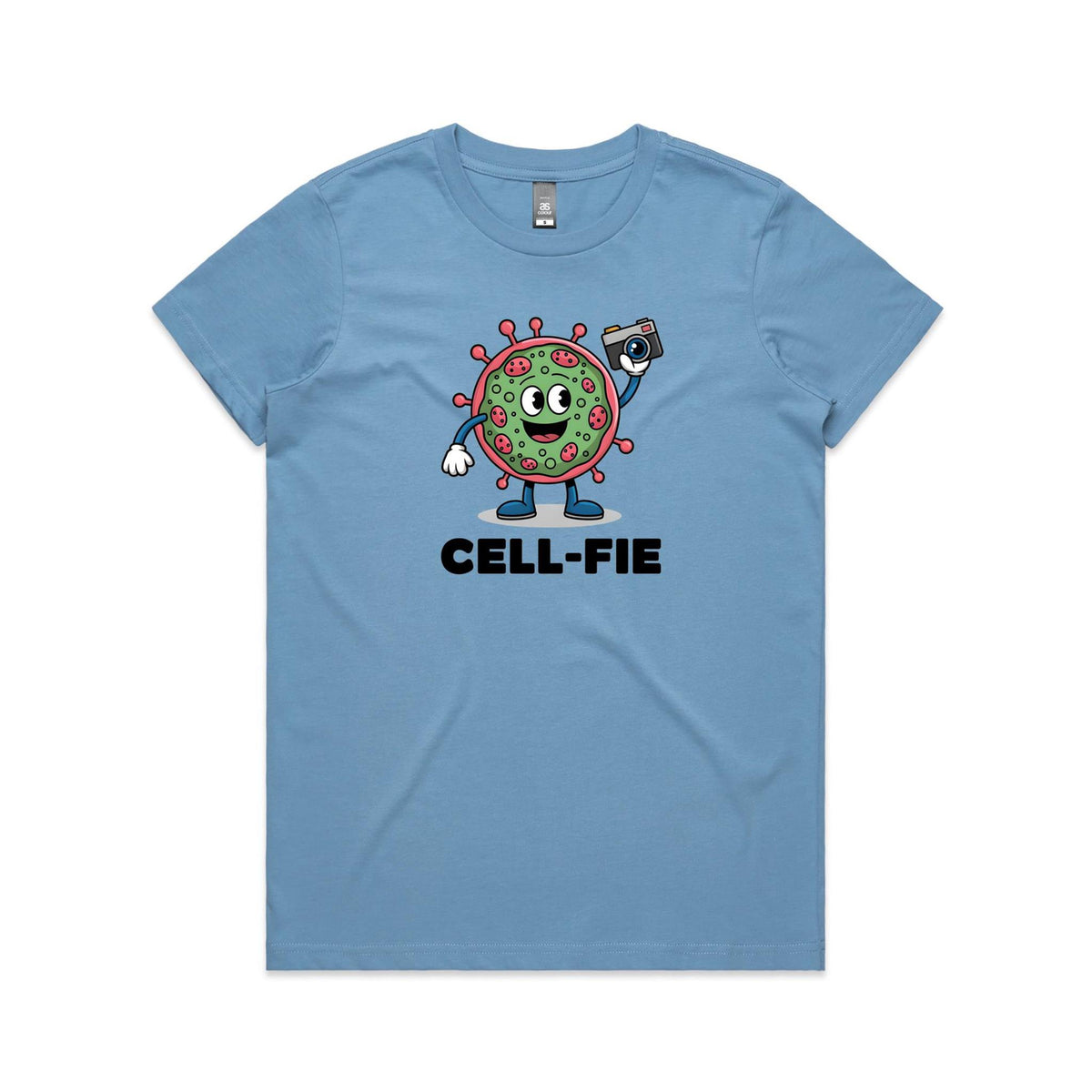 Cell-fie Cell Selfie Women's AS Colour Women's T-shirt Carolina Blue Womens T-shirt Printed In Australia Science