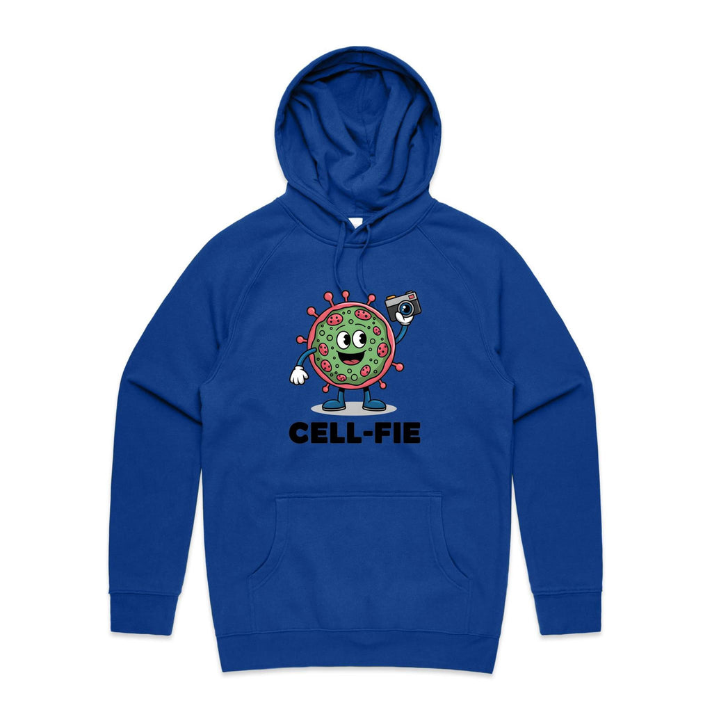 Cell-fie Cell Selfie Men's AS Colour Hoodie Bright Royal Mens Hoodie Printed In Australia Science