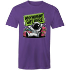 Astronaut, Anywhere But Here - Mens T-Shirt Purple Mens T-shirt Printed In Australia Space