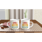 Personalised Dad, The Man Who Has Everything Except A Full Head Of Hair White 12oz Enamel Mug Personalised Enamel Mug Dad Globally Fulfilled