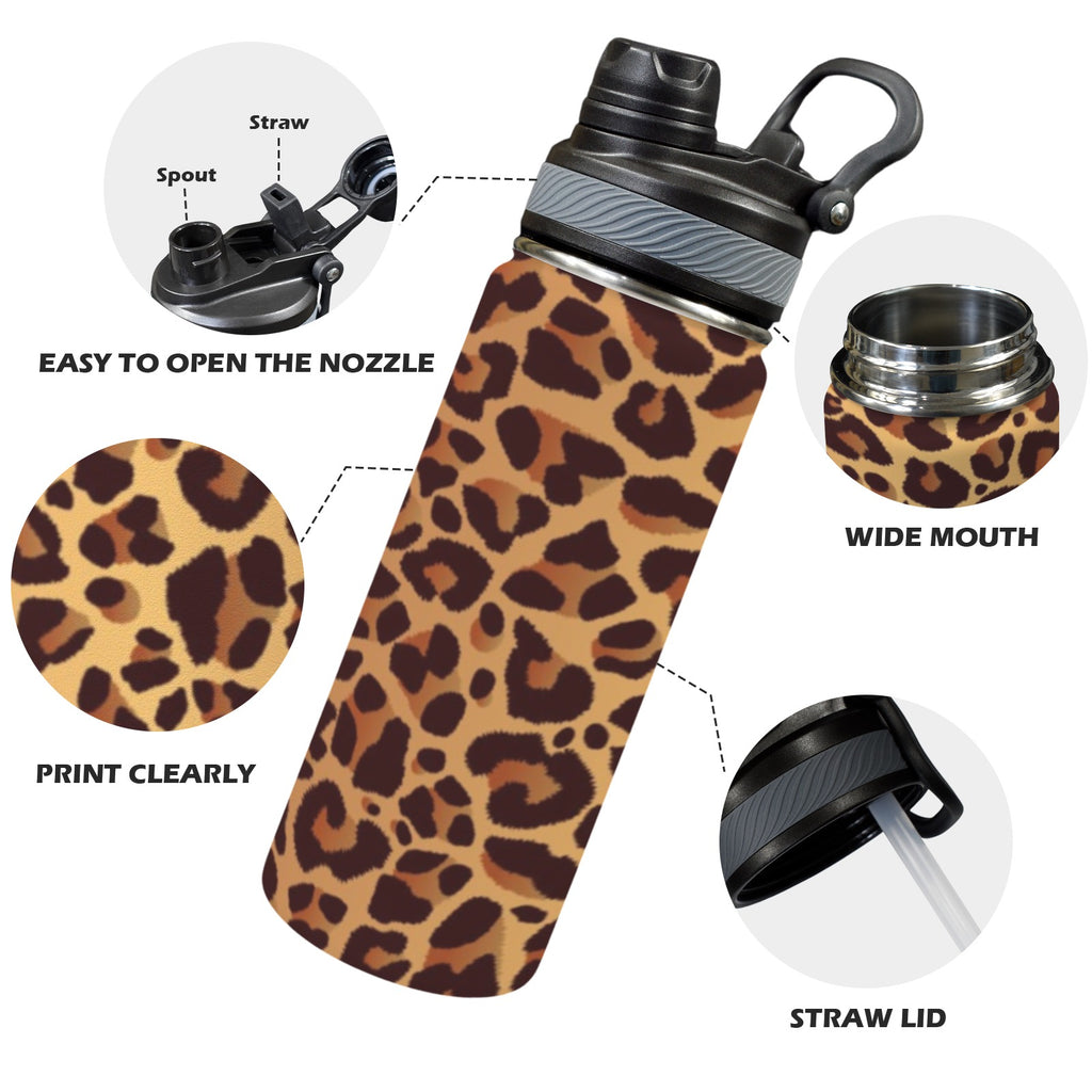 Leopard Print Insulated Water Bottle with Dual-Use Lid (18oz) Insulated Water Bottle with Dual-Use Lid (18oz) animal Printed Offshore