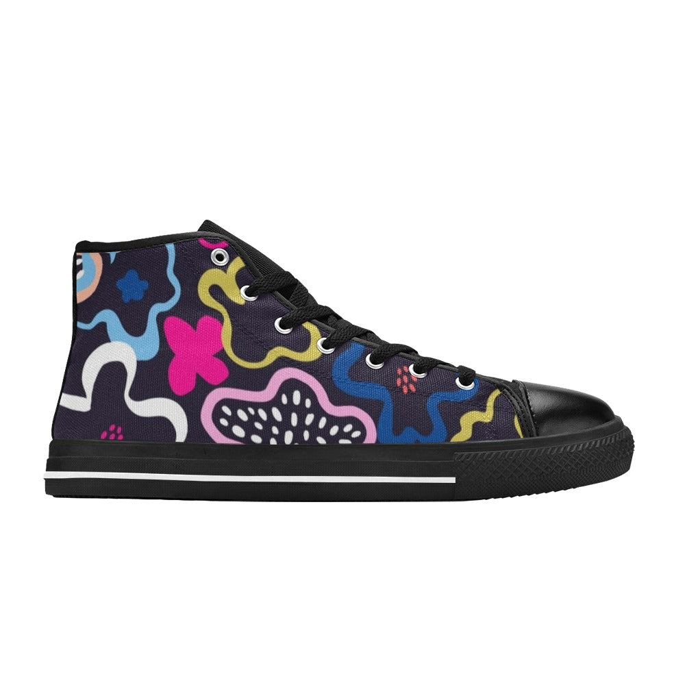 Abstract Floral - Kids' High Top Canvas Shoes Kids High Top Canvas Shoes Printed Offshore