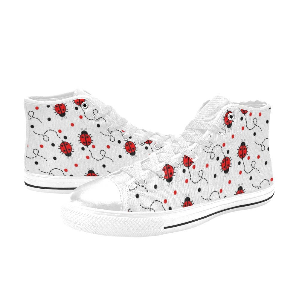 Ladybugs On The Move - Kids High Top Canvas Shoes
