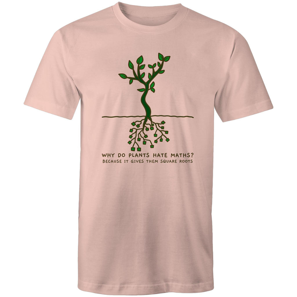 Square Roots, Maths - Mens T-Shirt Pale Pink Mens T-shirt Maths Printed In Australia