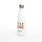 Personalised - Mum With Flowers And Butterflies - White 17oz Stainless Steel Water Bottle Personalised Water Bottle Globally Fulfilled Mum