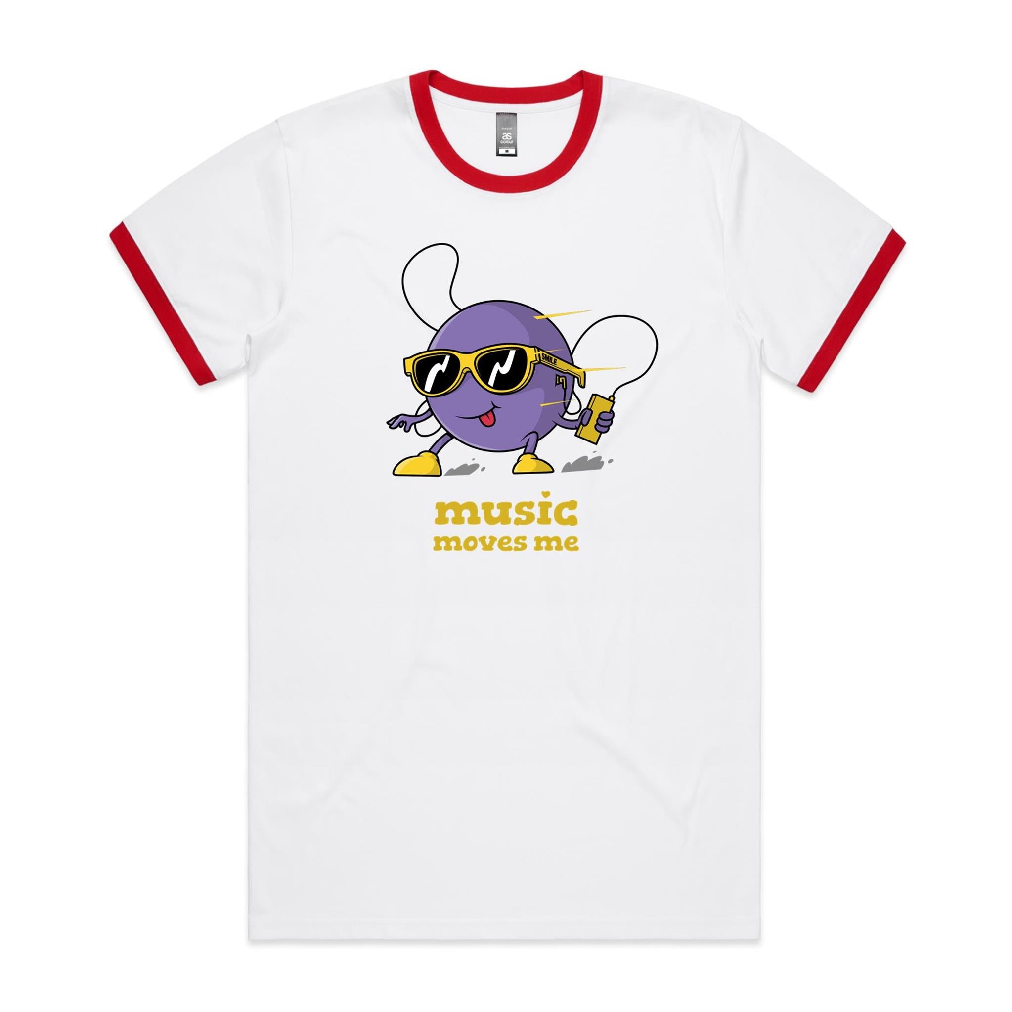 Music Moves Me - Staple Ringer Tee White Red