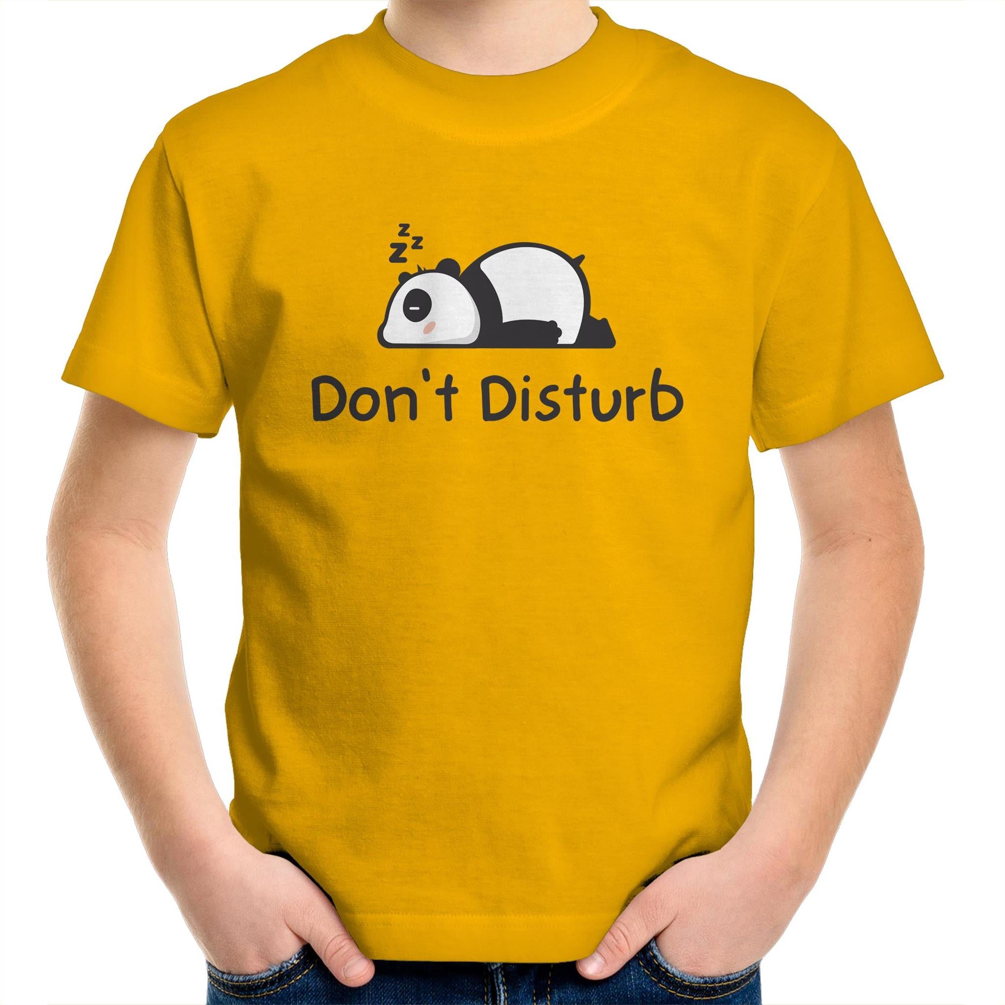 Panda, Don't Disturb - Kids Youth T-Shirt Gold Kids Youth T-shirt animal Printed In Australia