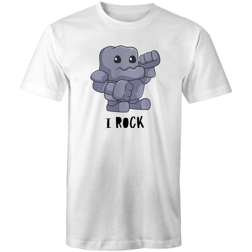 I Rock - Mens T-Shirt White Mens T-shirt Music Printed In Australia