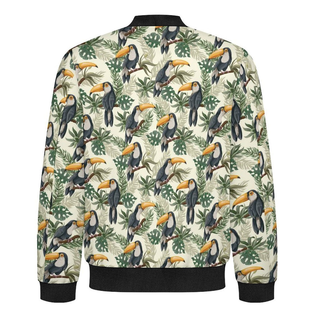 Toucan Jungle Men's Casual Zip‑Up Bomber Jacket