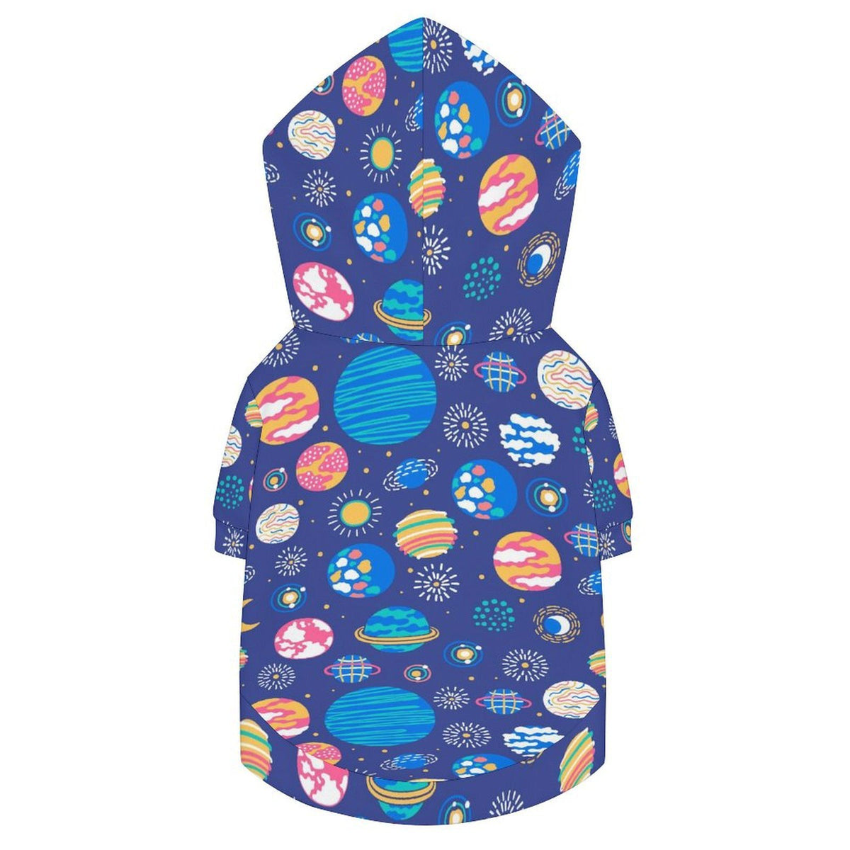 Planets On Blue Pet Hoodie (Large Size)