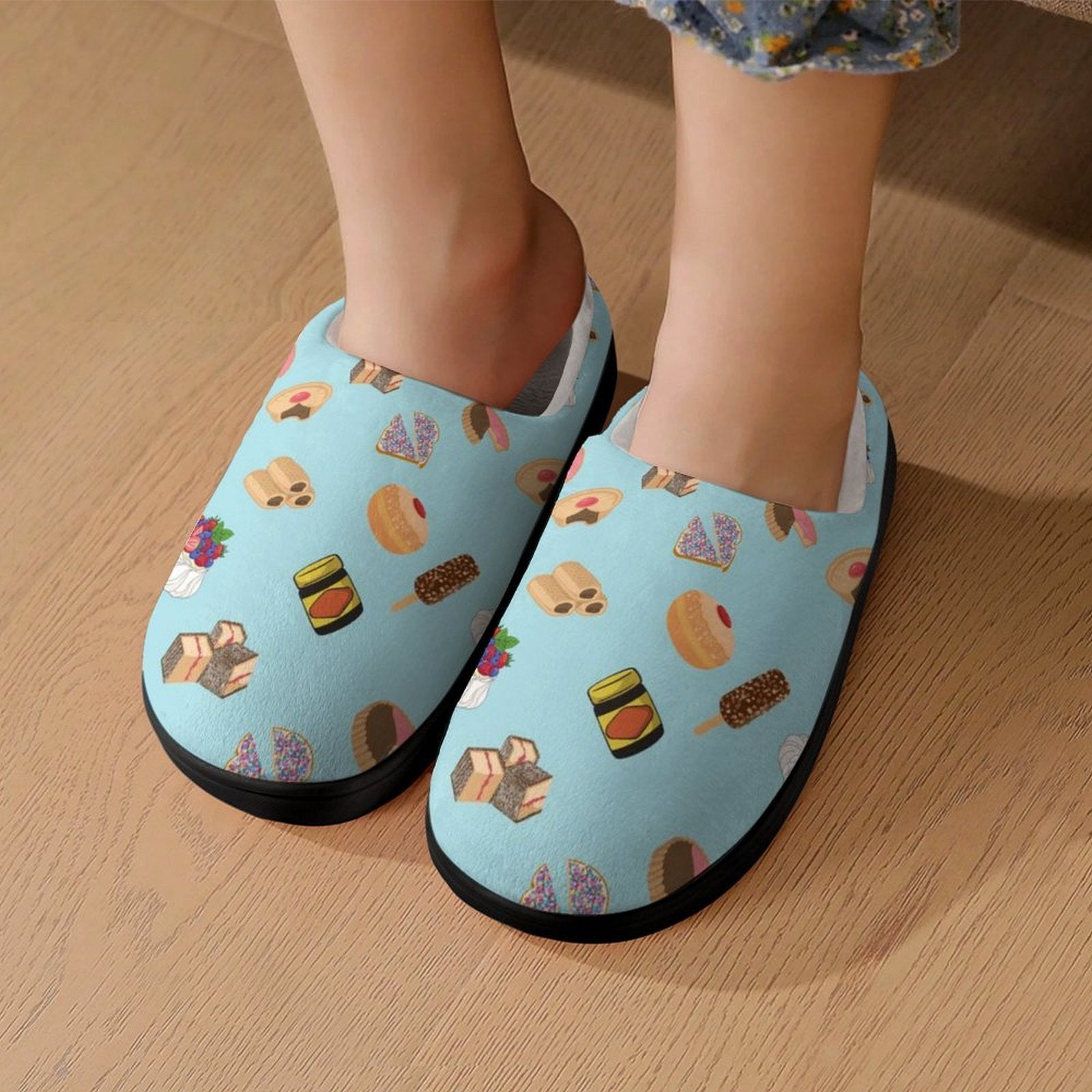 Classic Aussie Food Icons Kids Cotton Slippers Kids Cotton Slippers Australia Food Printed Offshore