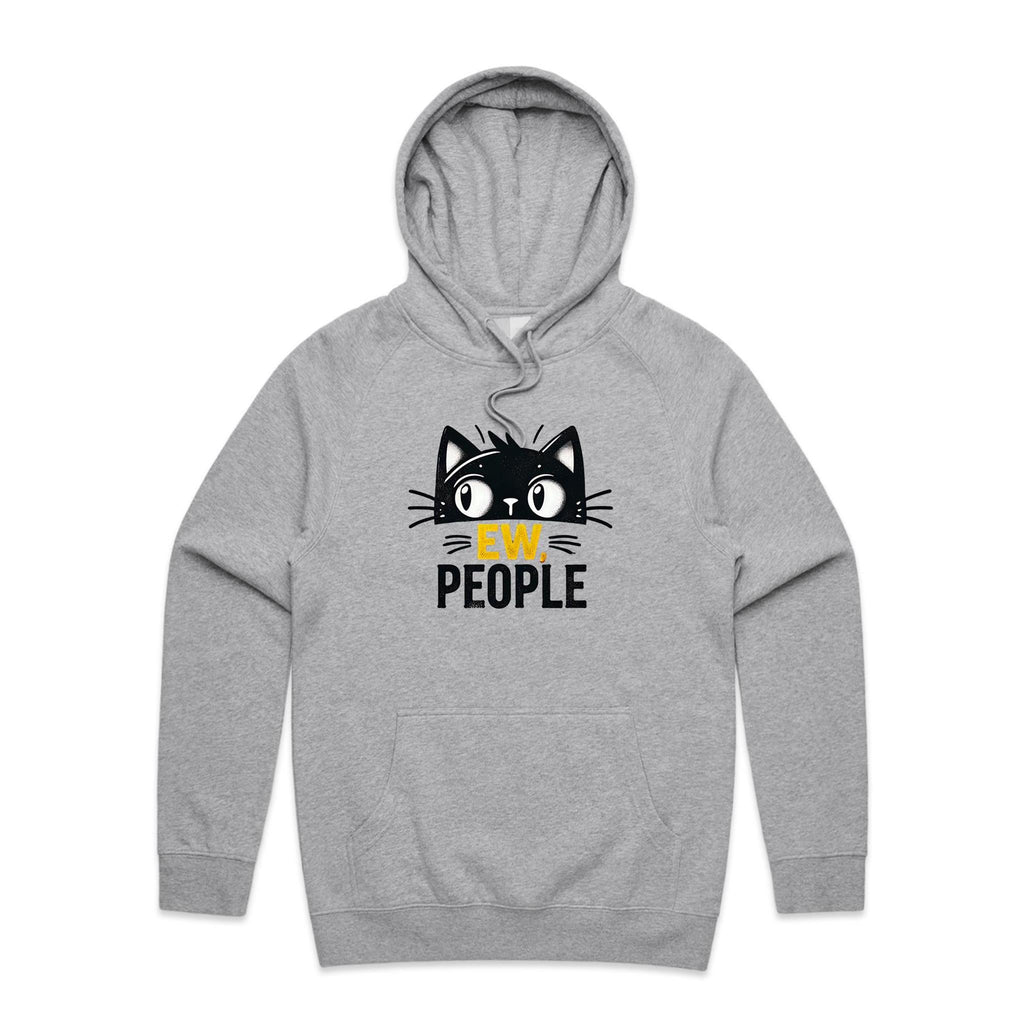 Ew People, Cat - Mens Hoodie Grey Marle Mens Hoodie animal Printed In Australia
