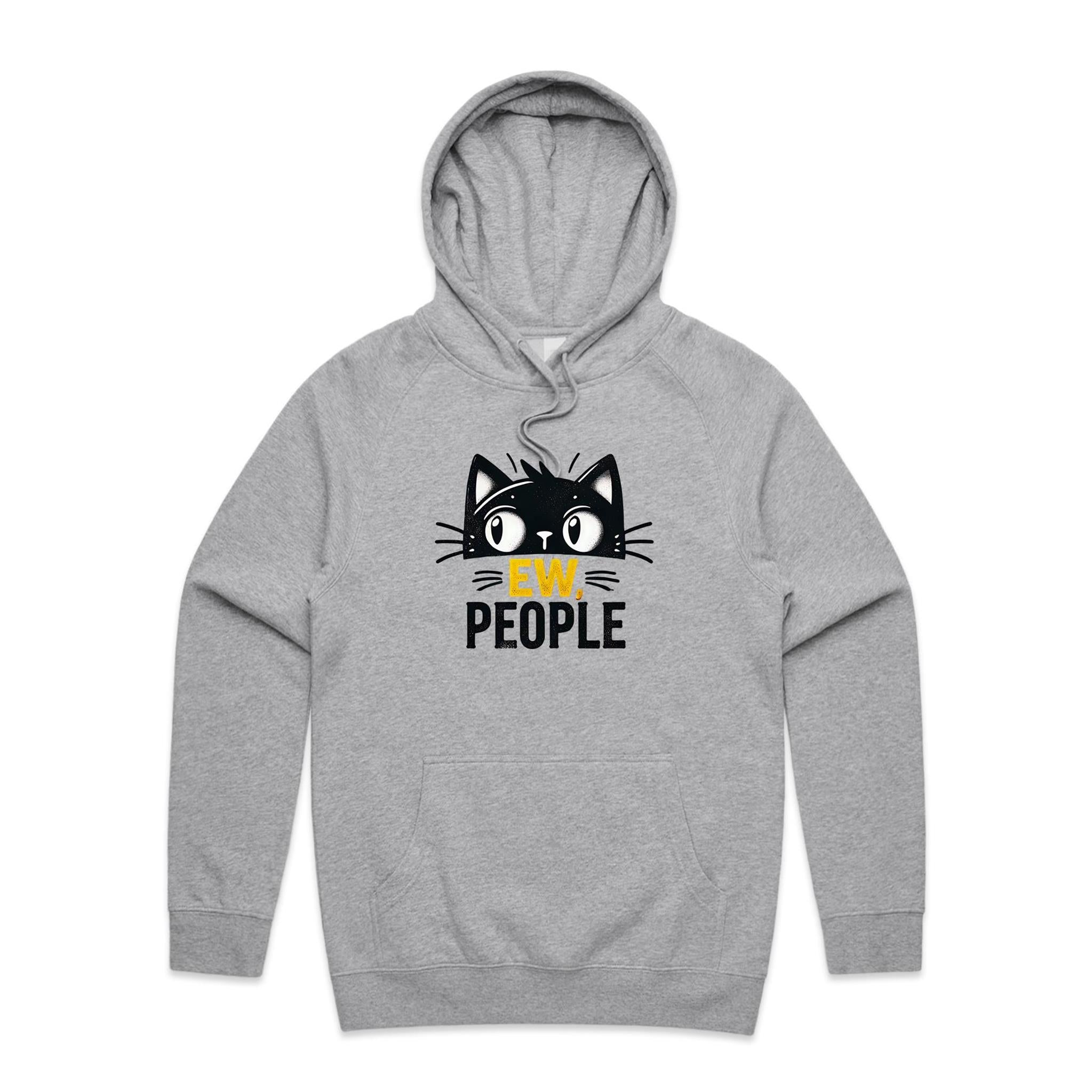 Ew People, Cat - Mens Hoodie Grey Marle Mens Hoodie animal Printed In Australia