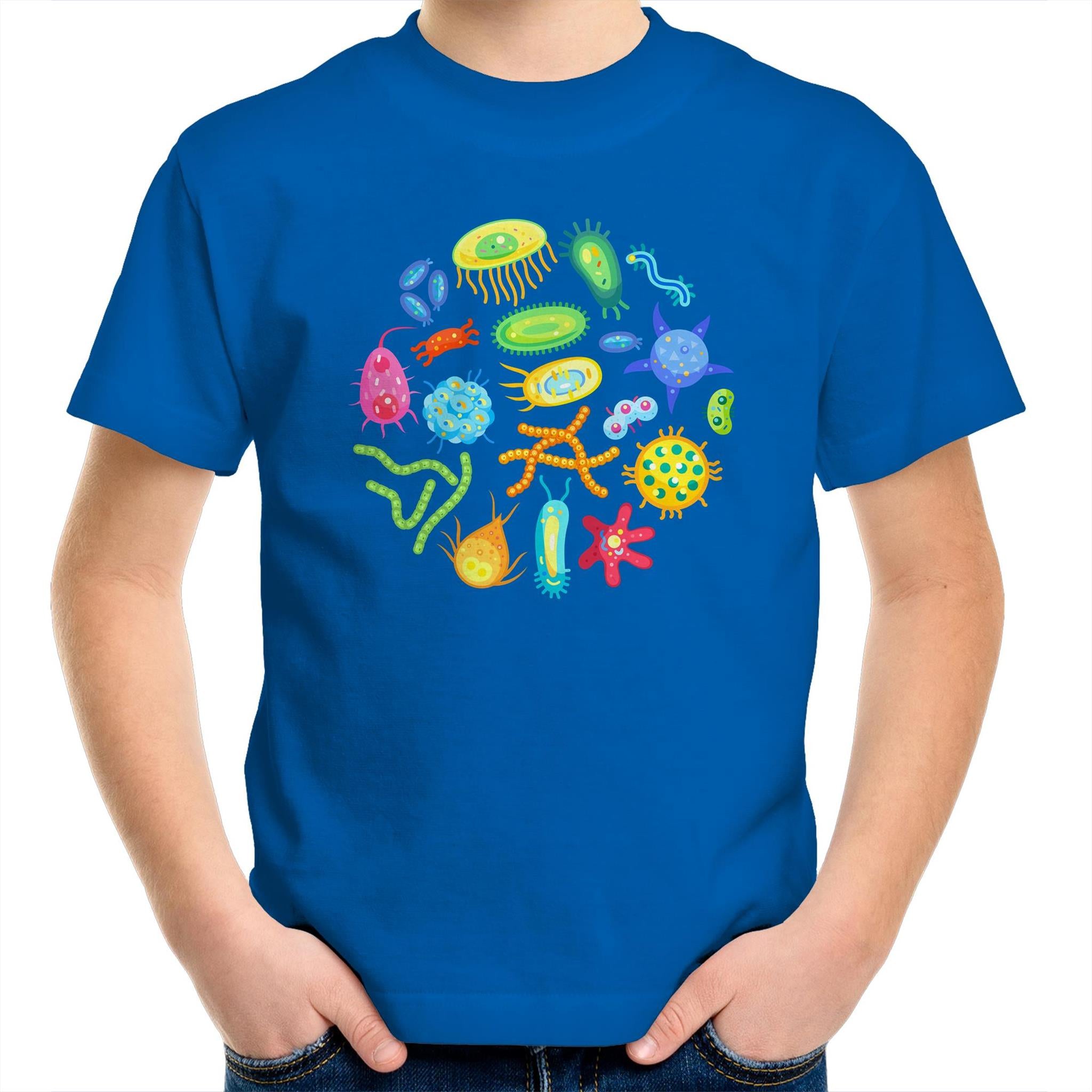 Under The Microscope, Science - Kids Youth T-Shirt Bright Royal Kids Youth T-shirt Printed In Australia Science