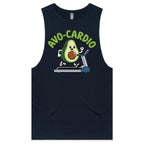Avo-Cardio, Avocado Treadmill - Tank Top Tee Navy Drop Arm Tank Top Fitness Printed In Australia