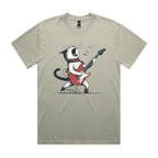 Cat Playing Guitar AS Colour Heavy Faded Tee Unisex Faded eucalyptus Heavy Faded T-shirt animal Music Printed In Australia