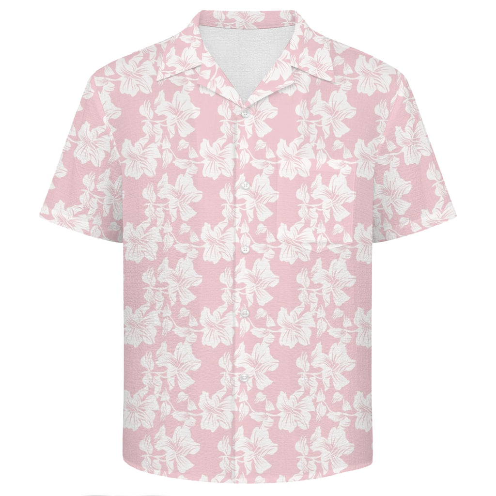 Pink Hawaiian Floral Men's Crinkle Hawaiian Shirt