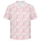 Pink Hawaiian Floral Men's Crinkle Hawaiian Shirt