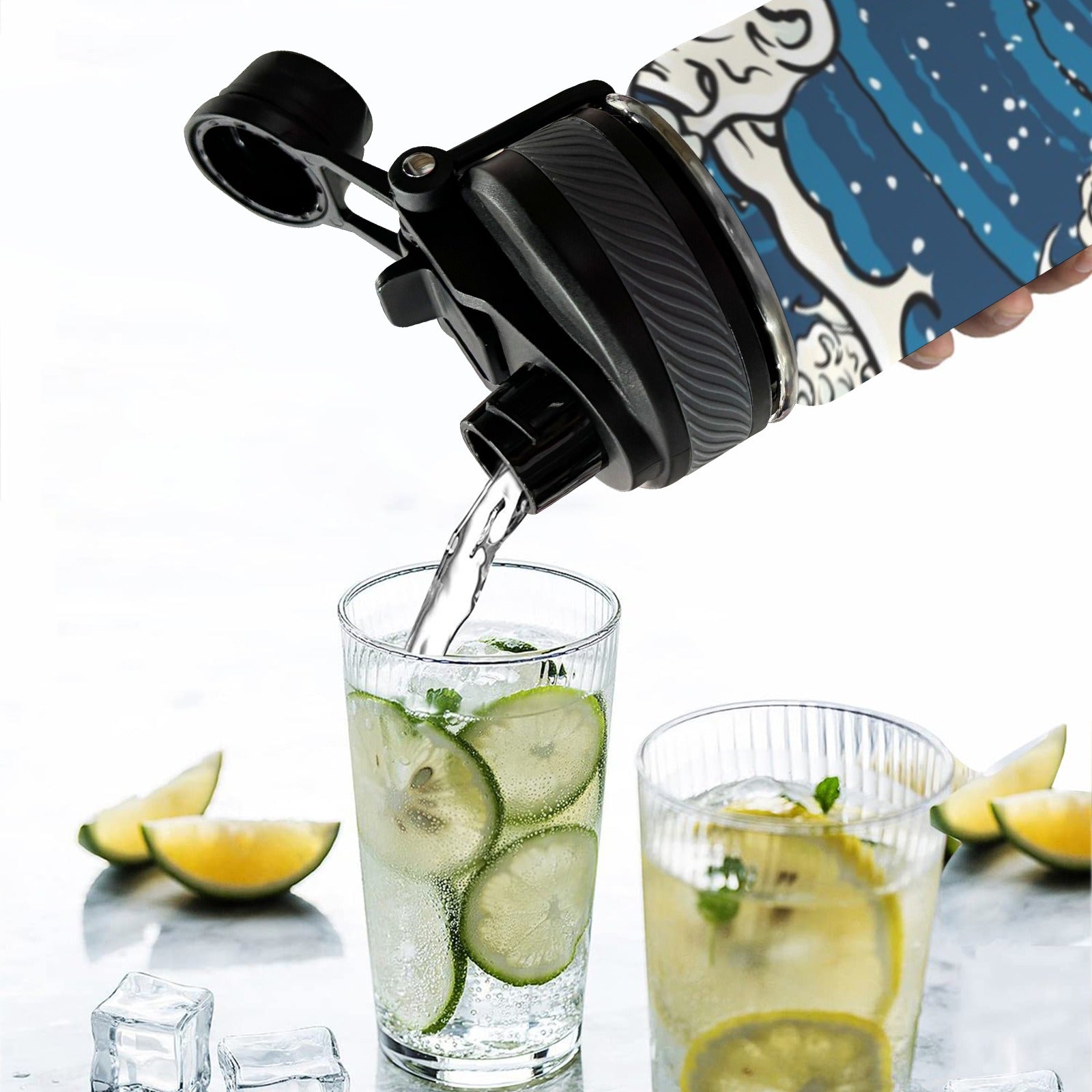 Waves - Insulated Water Bottle with Dual-Use Lid (18oz) Insulated Water Bottle with Dual-Use Lid (18oz) Printed Offshore Surf