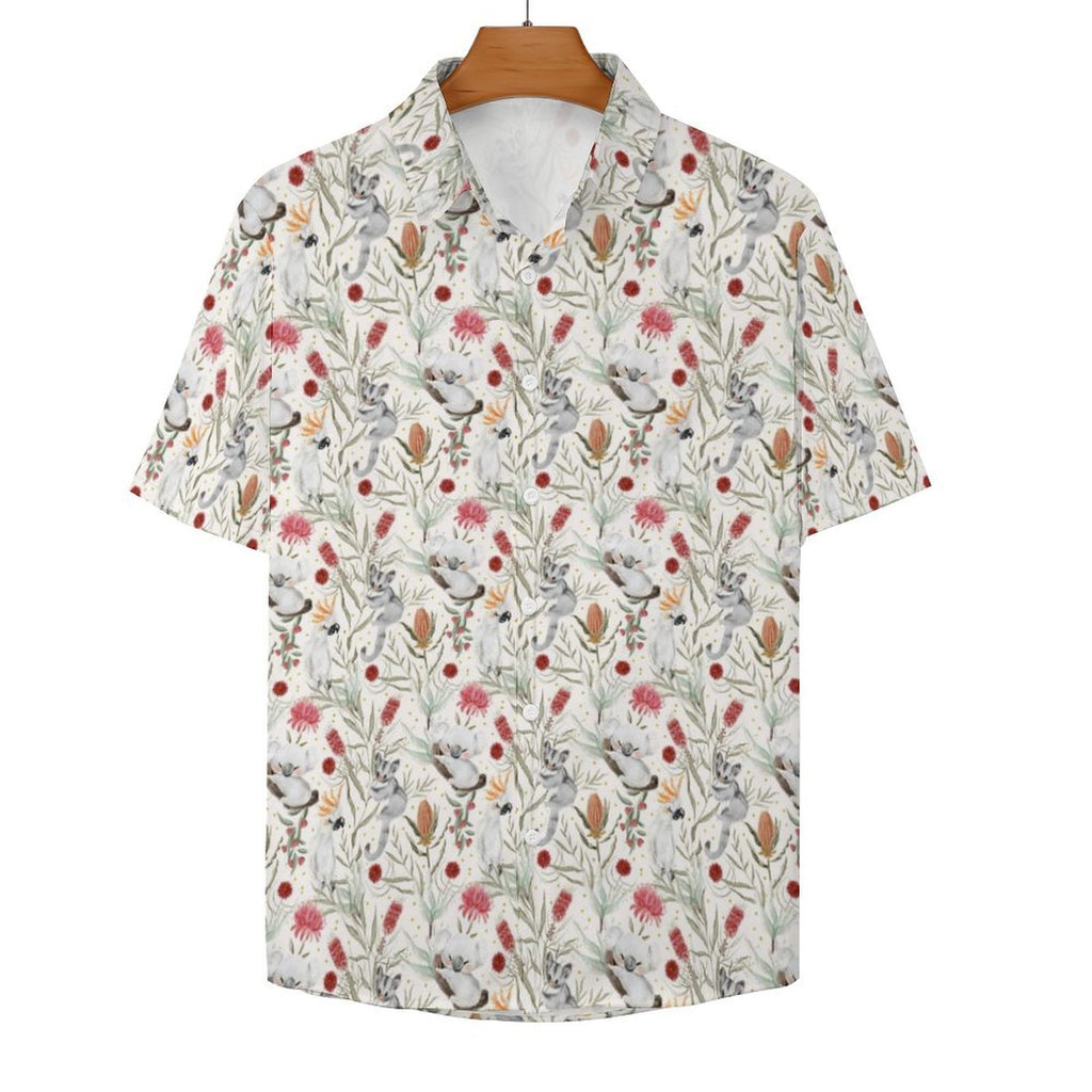 Australian Plants And Animals Women's Collared Pocketless Short Sleeve Shirt