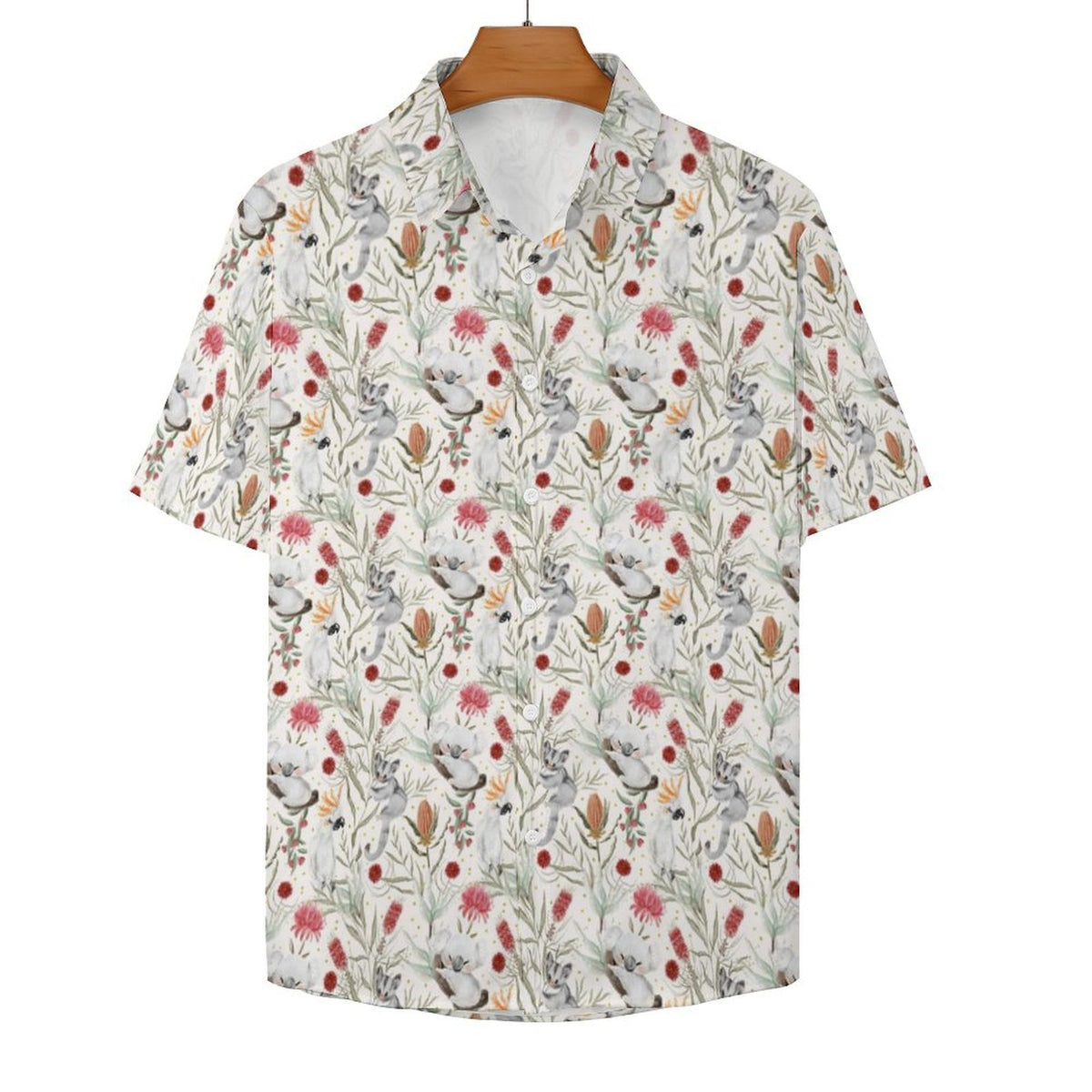 Australian Plants And Animals Women's Collared Pocketless Short Sleeve Shirt