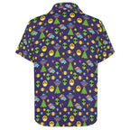 Groovy Alien And UFO Women's Collared Pocketless Short Sleeve Shirt