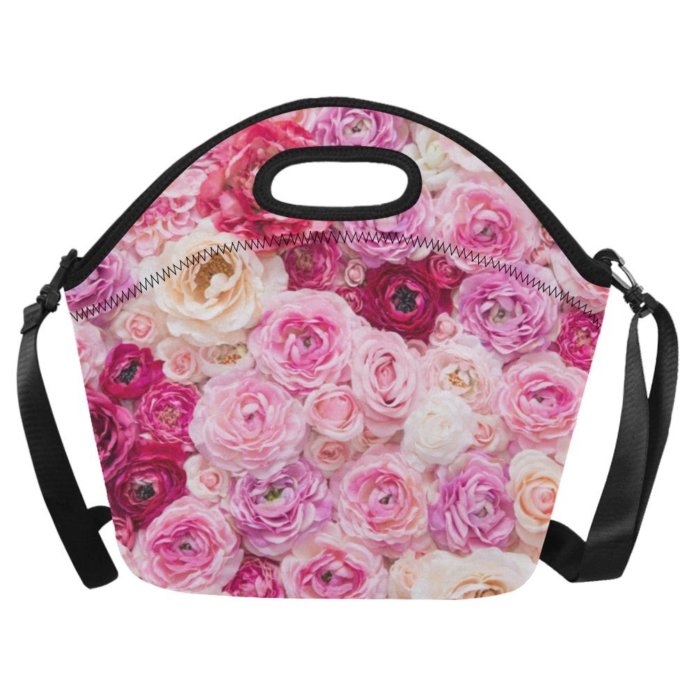 Pink Flowers - Neoprene Lunch Bag One Size Neoprene Lunch Bag Printed Offshore
