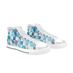 Blue Triangles - Women's High Top Canvas Shoes