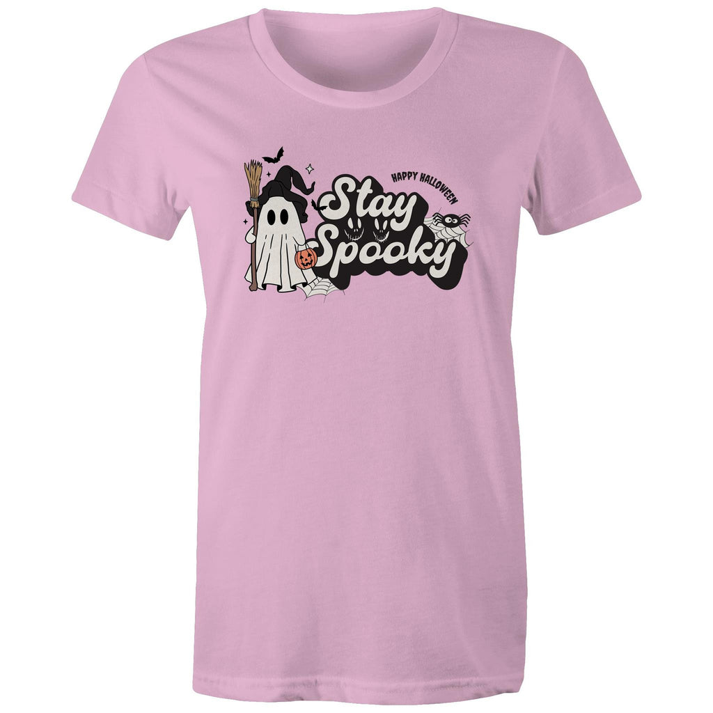 Stay Spooky, Halloween - Womens T-shirt Pink Womens T-shirt Halloween Printed In Australia