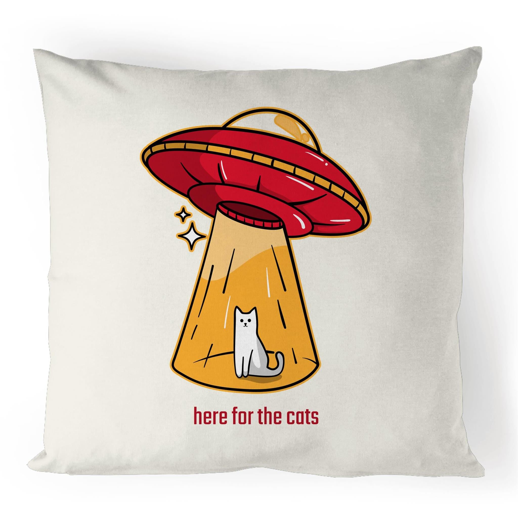 Here For The Cats, UFO - 100% Linen Cushion Cover Default Title animal Printed In Australia Sci Fi